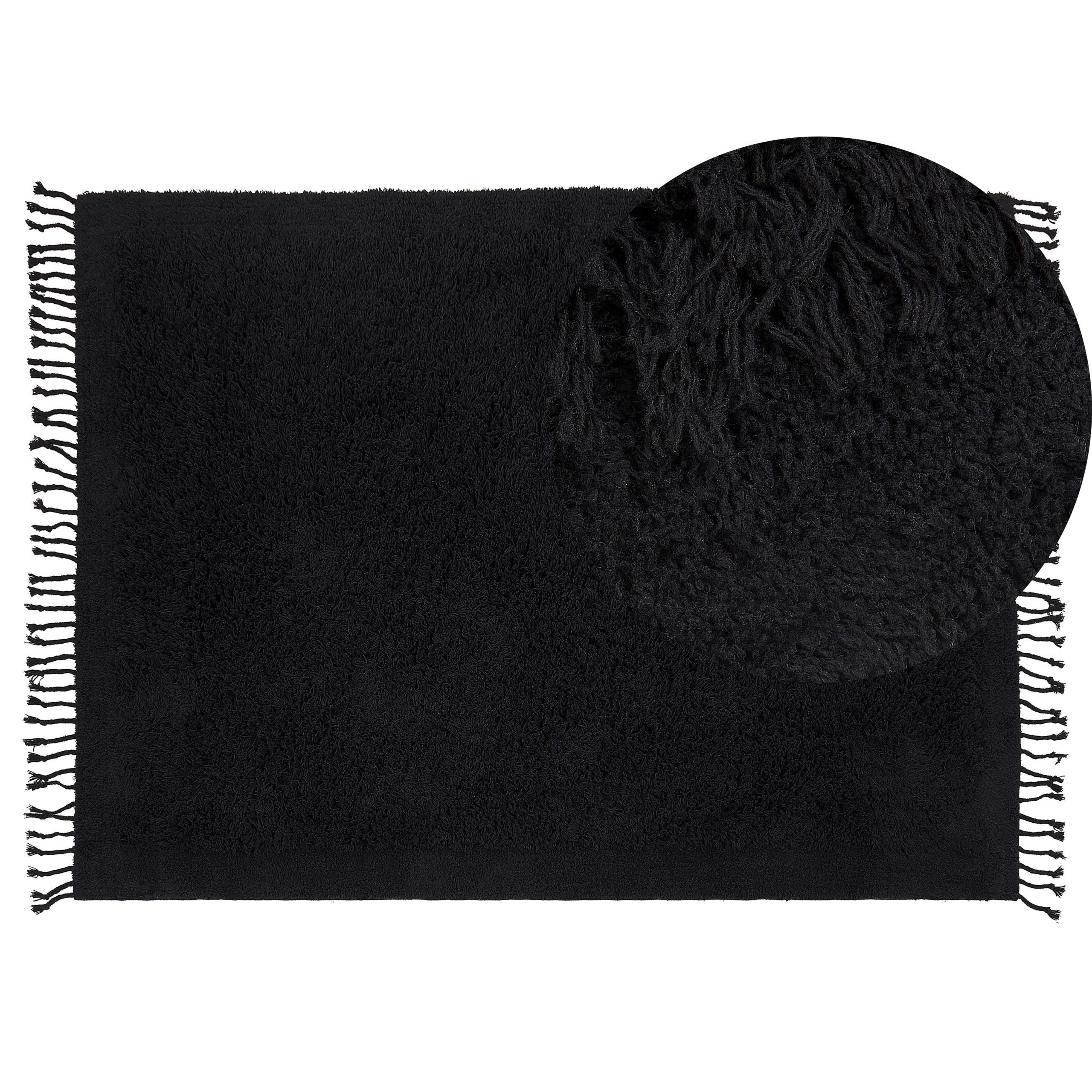 Gulvtæppe BITLIS Sort 140 x 200 cm Bomuld