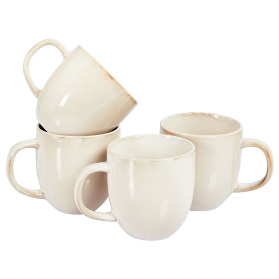 Sæt med 4 kopper GINSENG Stentøj Lys Beige