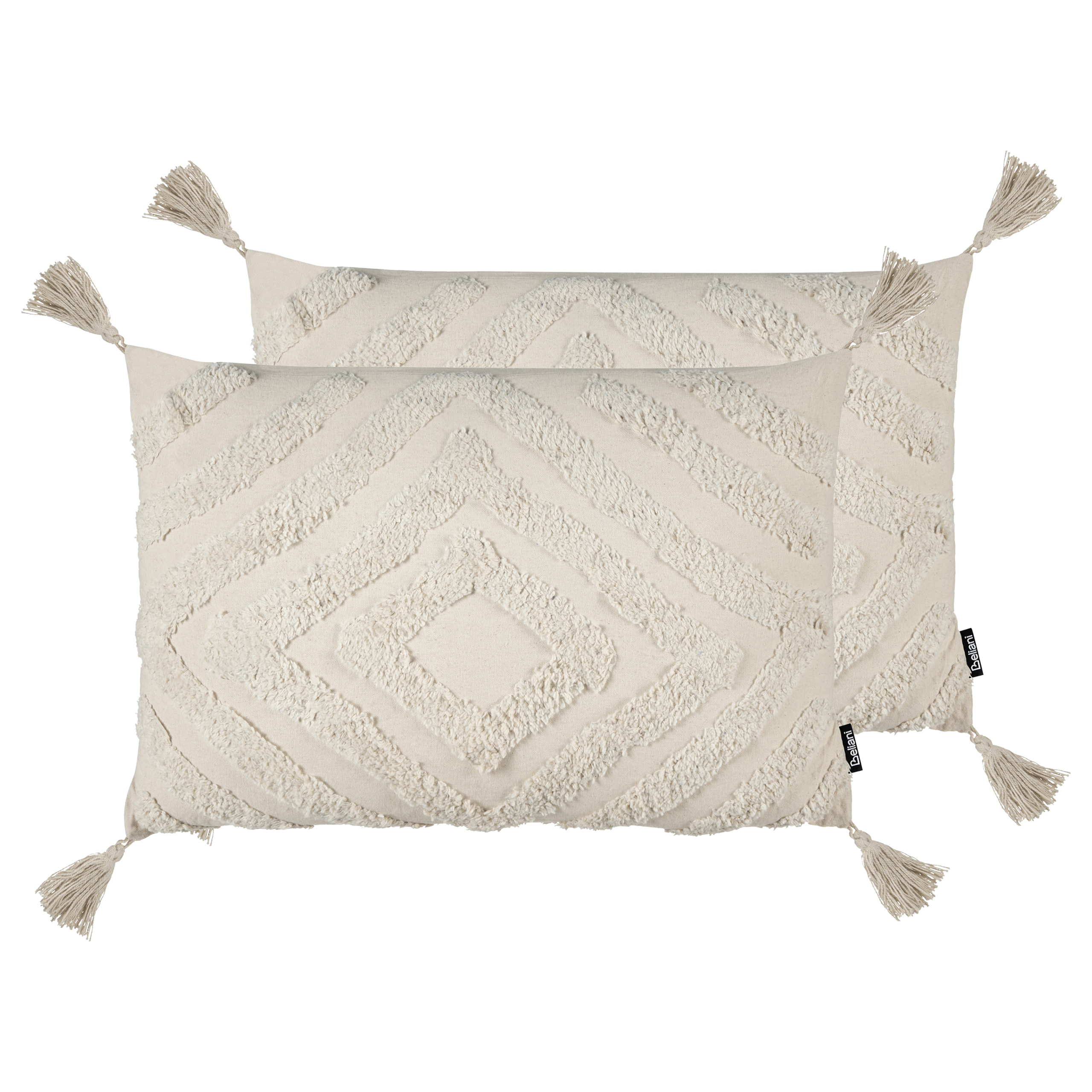 Sæt af 2 pyntepuder CRATAEGUS 40 x 60 cm Bomuld Lys Beige Geometrisk mønster