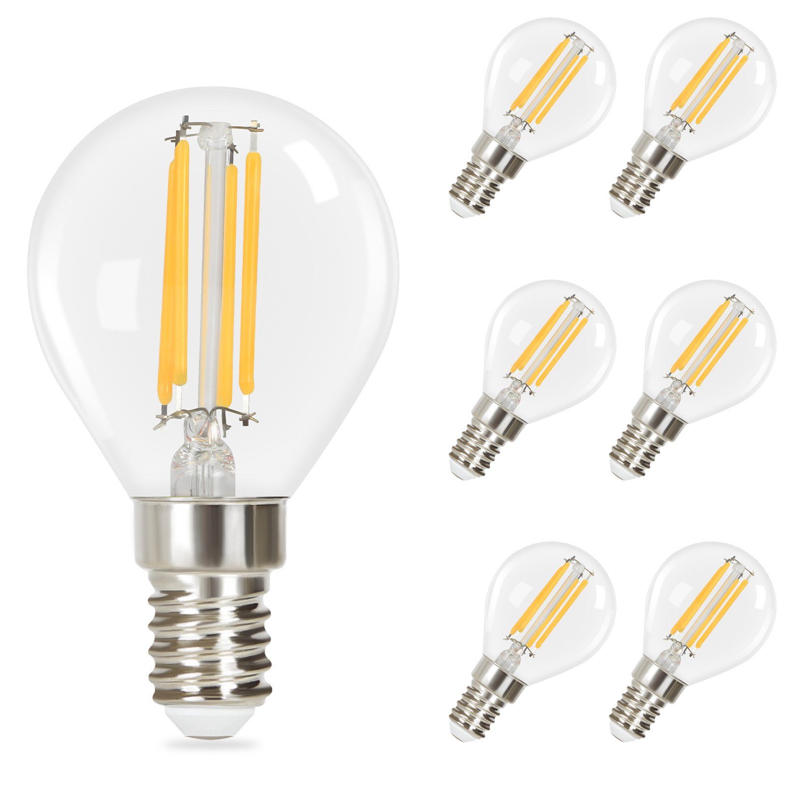 NETTLIFE 6 stk. E14 LED-pærepakke vintage Edison - glødetråd varm hvid G45 2700K 4W glas af høj kvalitet ideel til hotelcafé