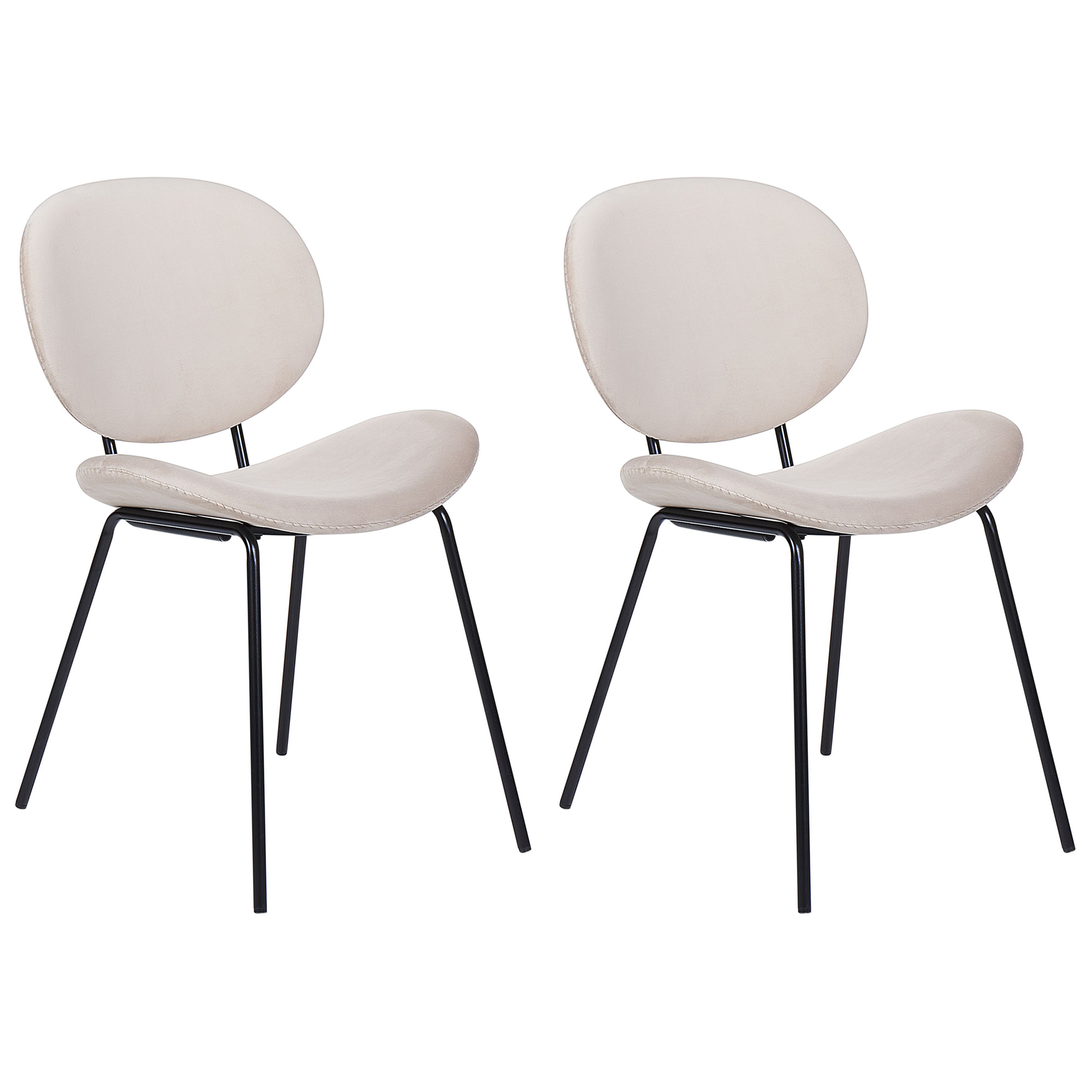 Sæt med 2 spisebordsstole LUANA Velour Lys Beige