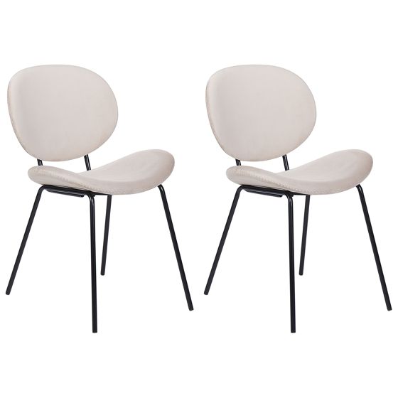 Sæt med 2 spisebordsstole LUANA Velour Lys Beige