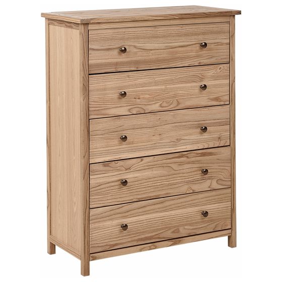 5 skuffers commode SALTON Sassafras træ Brun