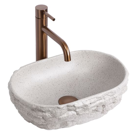 REA bordmonteret håndvask Evora Greige Beige, 37,5x25,5x12cm