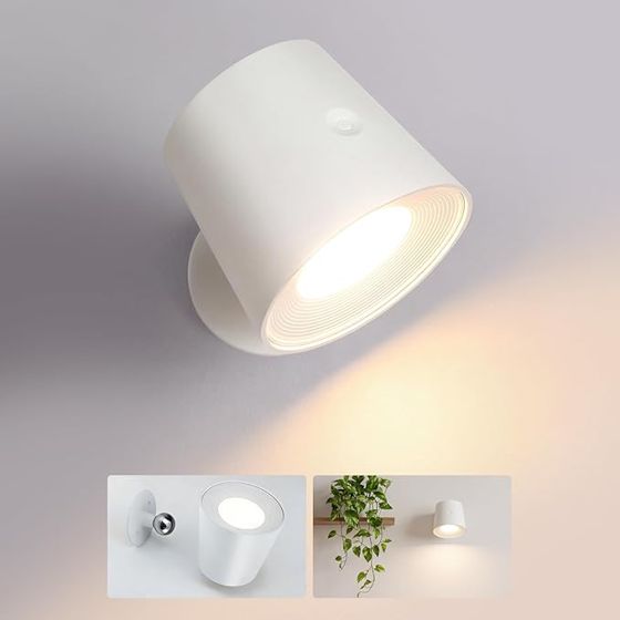 NETTLIFE Indendørs Væglampe, Uden Strømforsyning,: LED Væglampe Med Afbryder, Hvid, Trådløs, Væglampe Touch, Justerbar