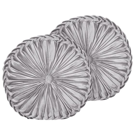 Sæt af 2 pyntepuder UDALA 40 x 40 cm Velour Grå Ensfarvet