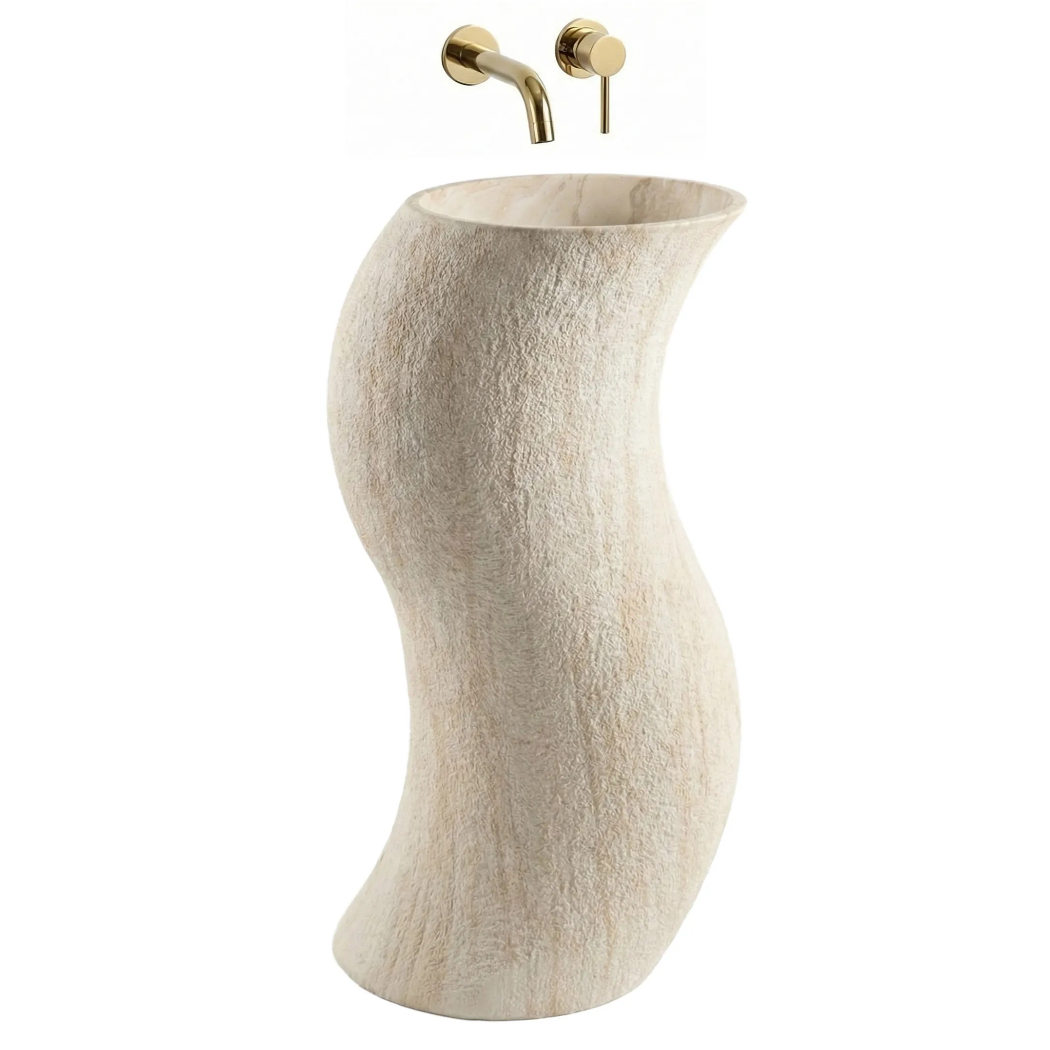 REA fritstående håndvask Melody Beige/Stenimitation, 49x39x84cm
