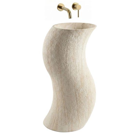 REA fritstående håndvask Melody Beige/Stenimitation, 49x39x84cm