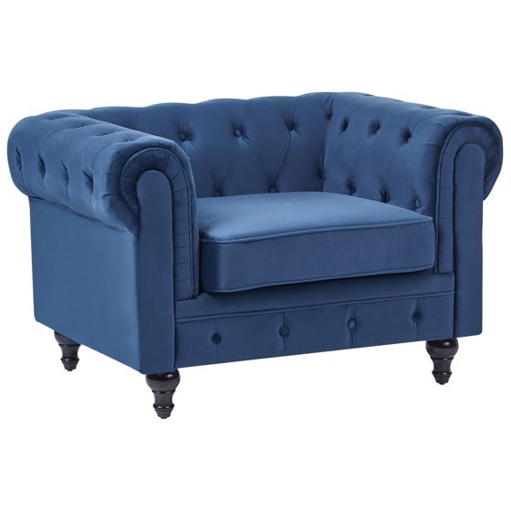 Lænestol CHESTERFIELD Velour Navy Blå
