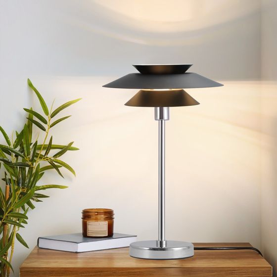 NETTLIFE sort bordlampe, moderne sengelampe, E14 1 flamme til stue, design - metal, bordlampe med ledning, sengelampe