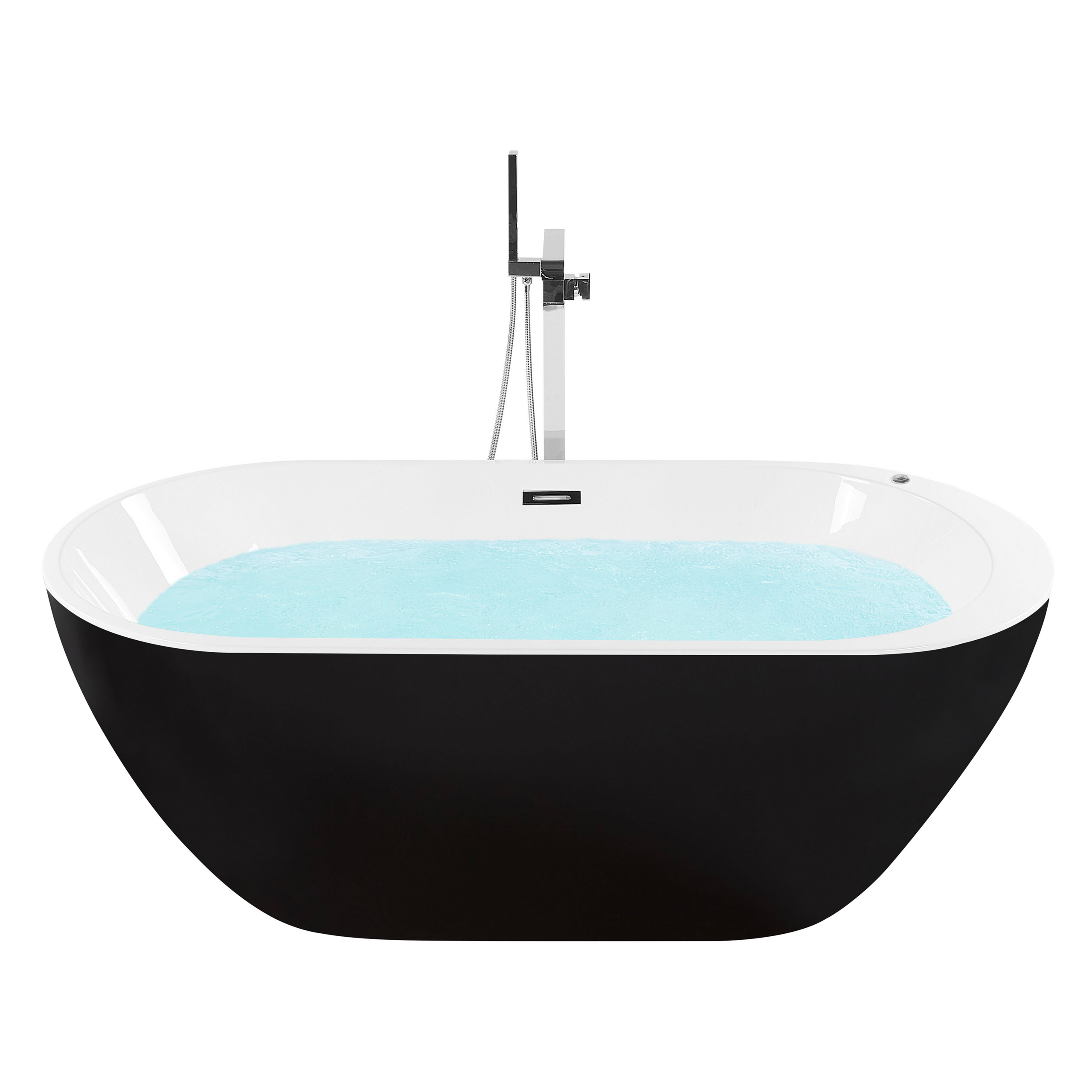 Fritstående spabad med LED NEVIS 170 x 80 cm Sort