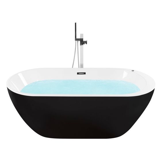 Fritstående spabad med LED NEVIS 170 x 80 cm Sort