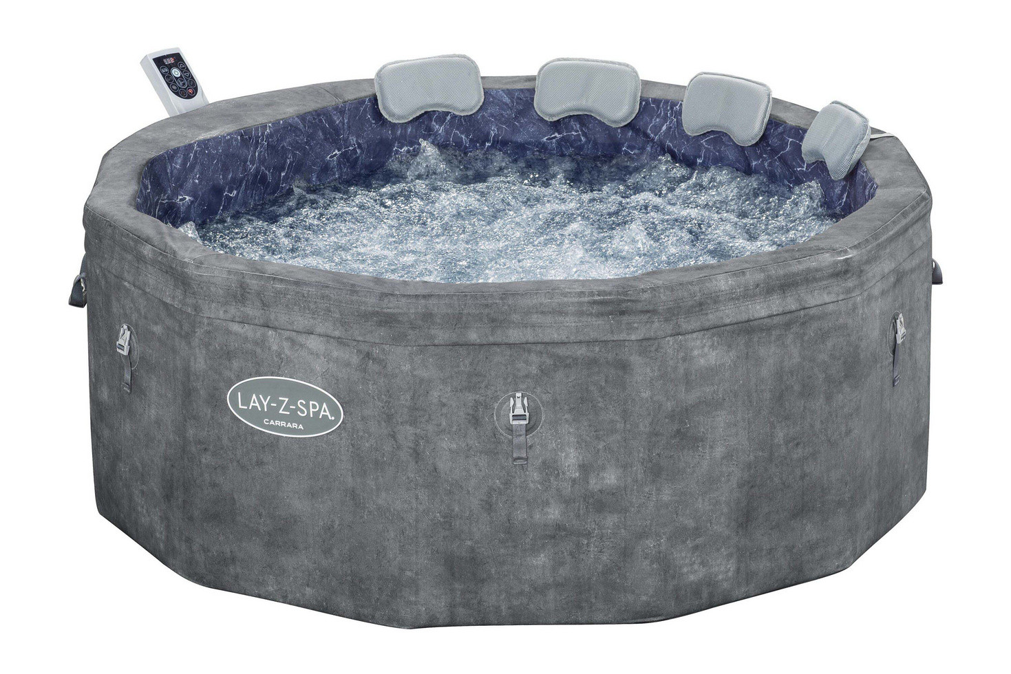 Bestway Lay-Z-Spa Carrara Thermacore Ultrafit Smart AirJet 6 grå sten rund 1,70 m x 65 cm