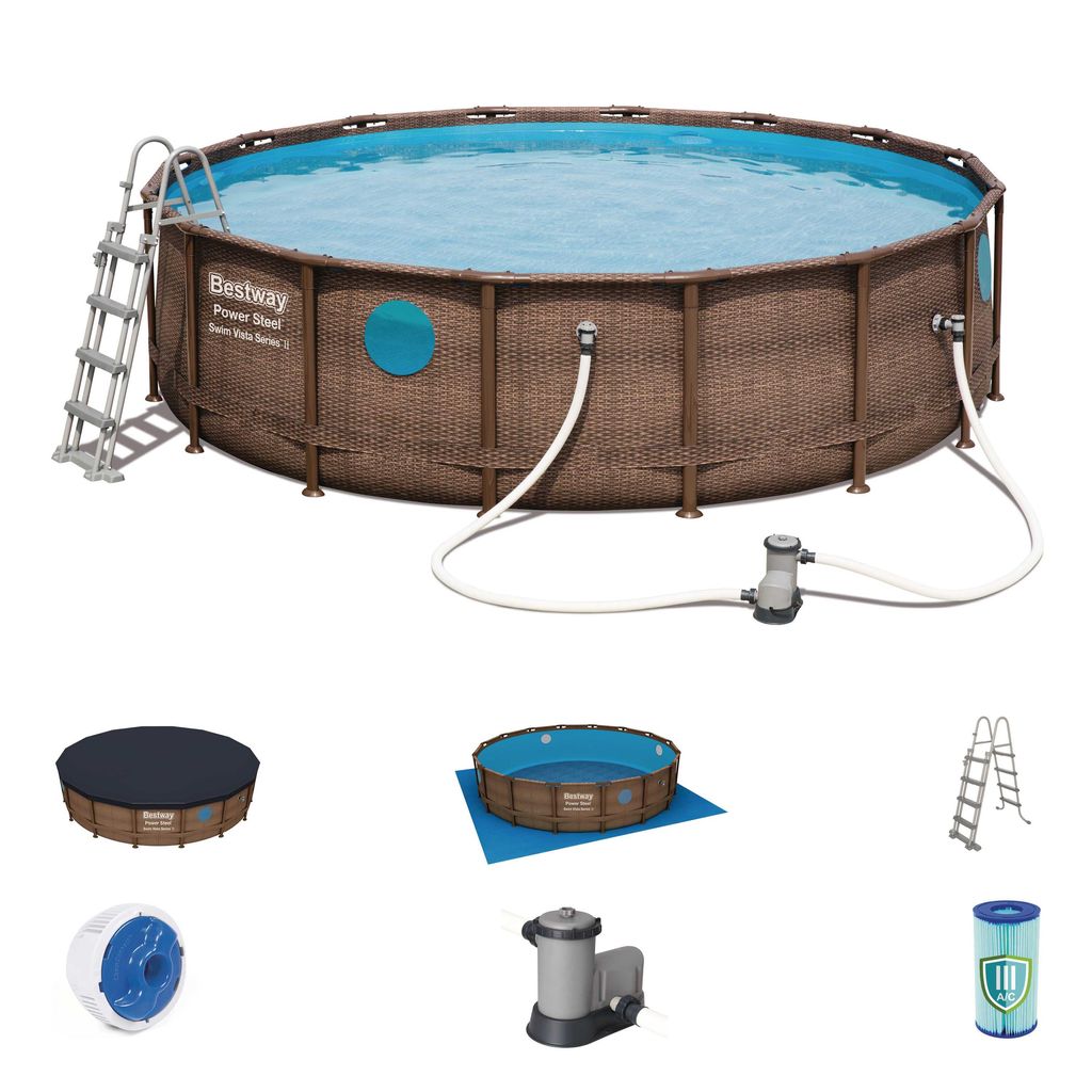 Power Steel Vista rundt poolsæt 488 x 122 cm