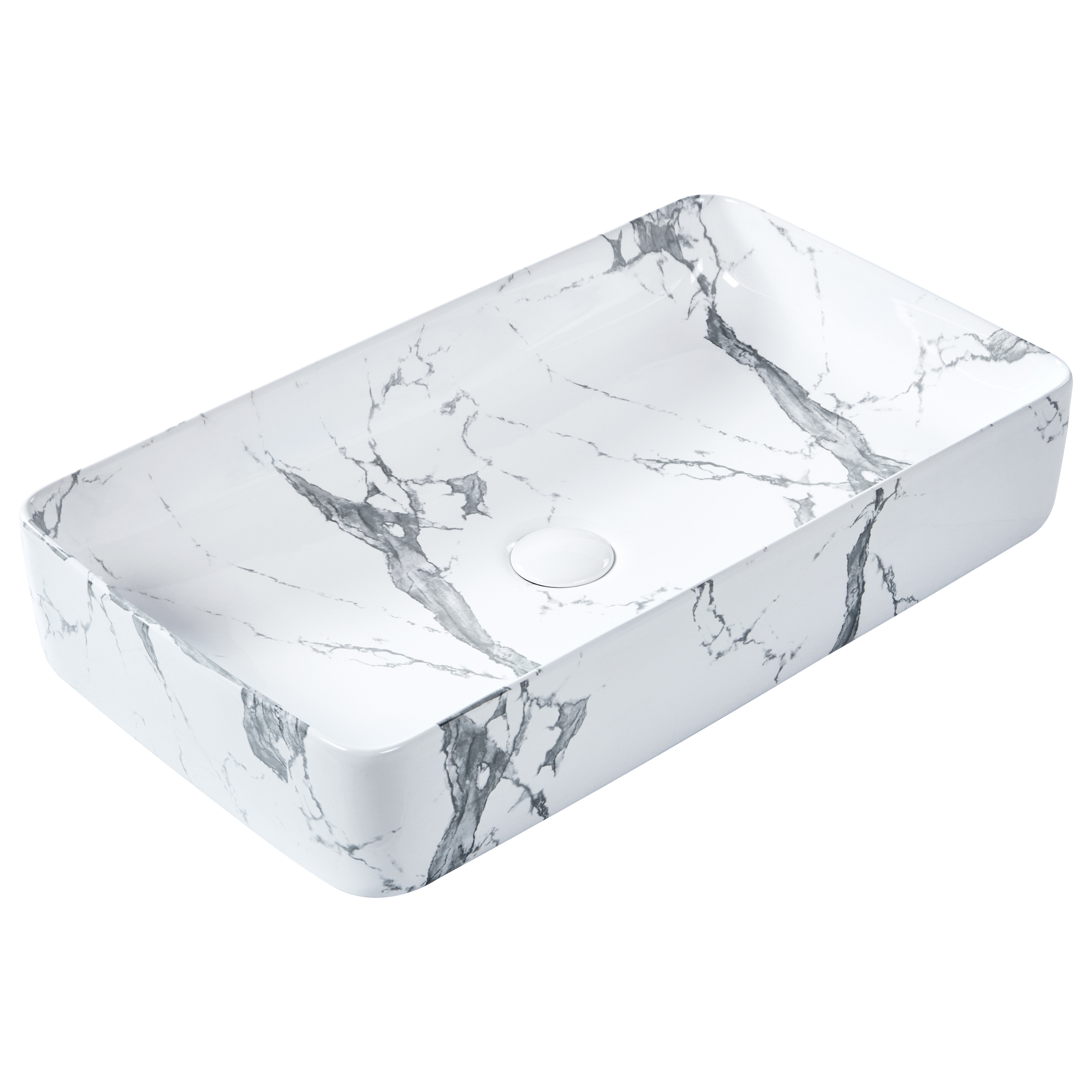 Vask til bordplade IPALA 62 x 35 cm Keramik Hvid marmor