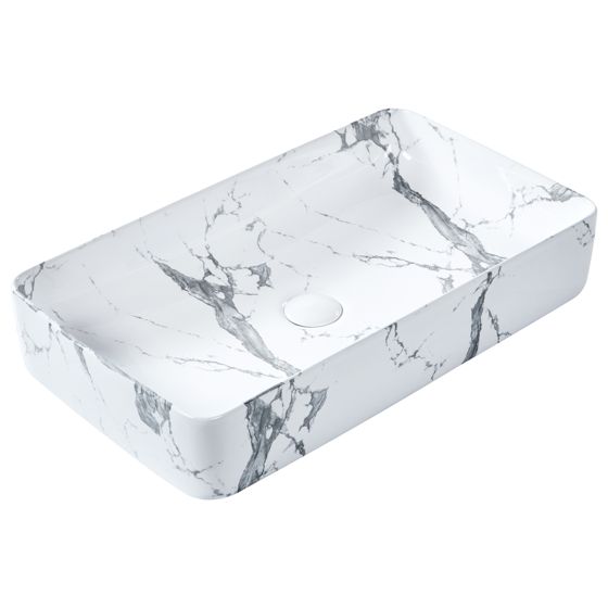 Vask til bordplade IPALA 62 x 35 cm Keramik Hvid marmor