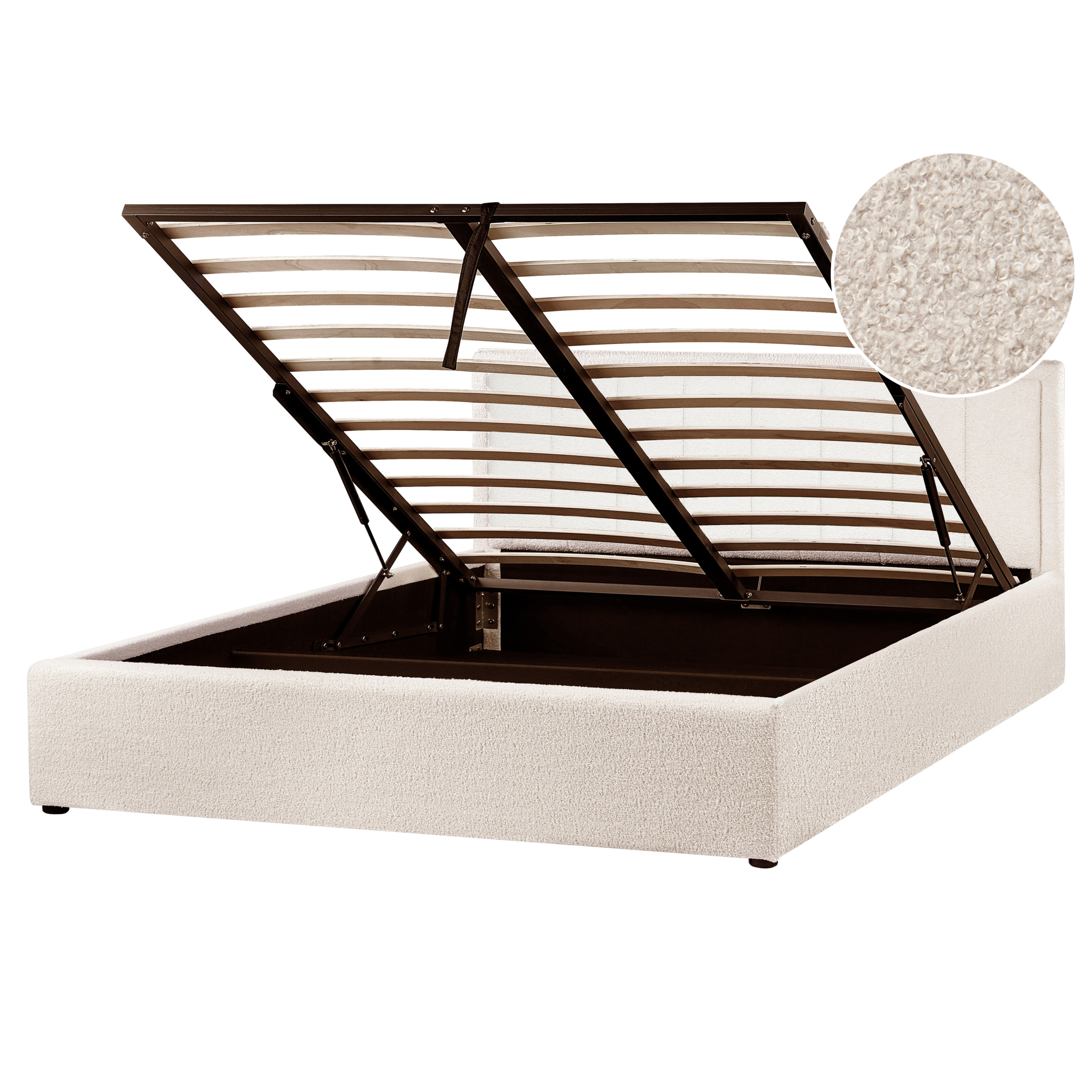 Seng med opbevaring MONTLAUR Boucle Beige 160 x 200 cm