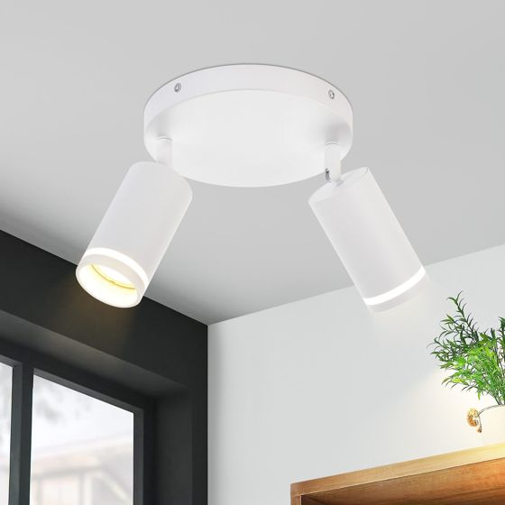 NETTLIFE 2-flammet LED loftlampe - Hvid GU10 loftlampe Roterende spotlight Træ Uden pære