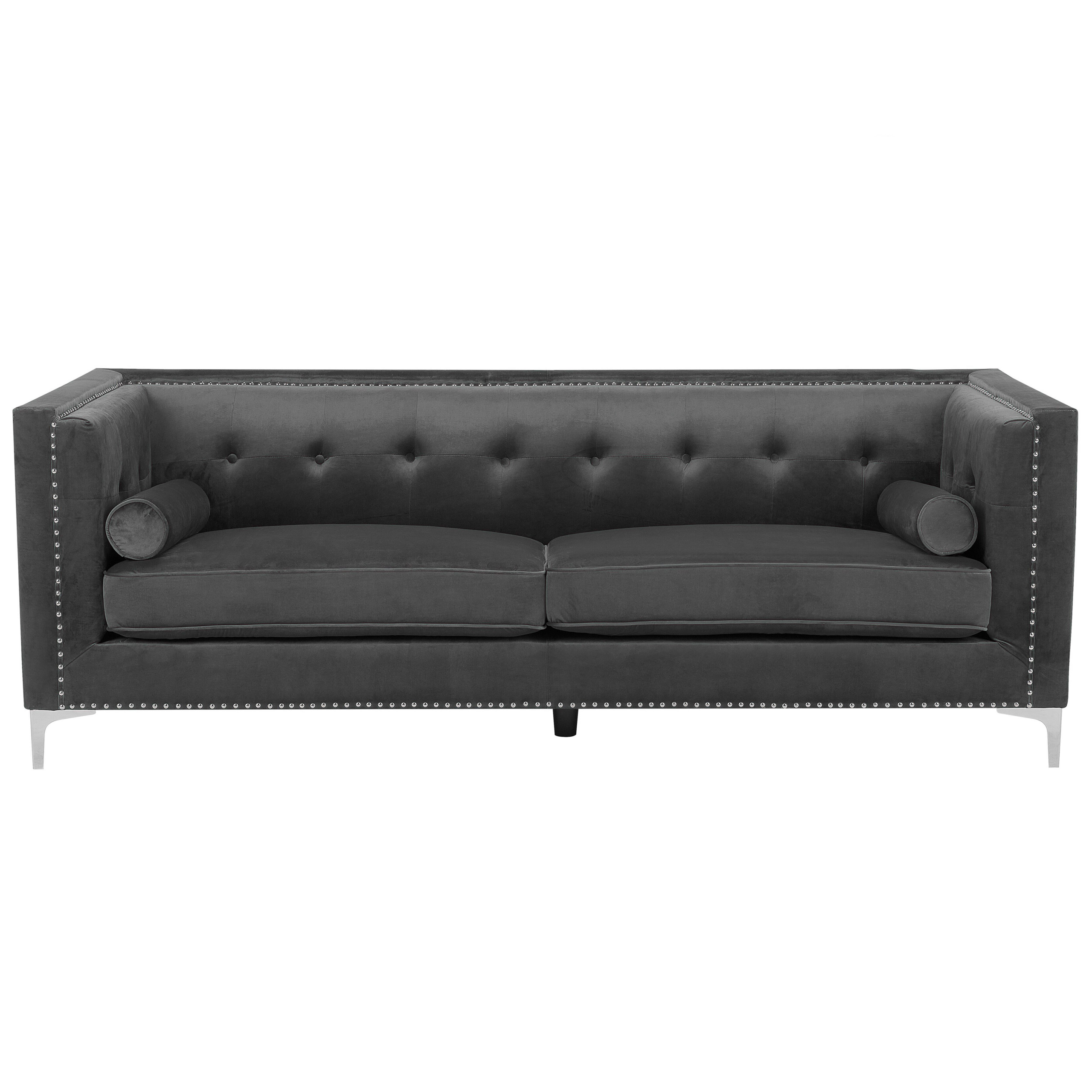 Sofa 3 personers AVALDSENES Velour Mørkegrå