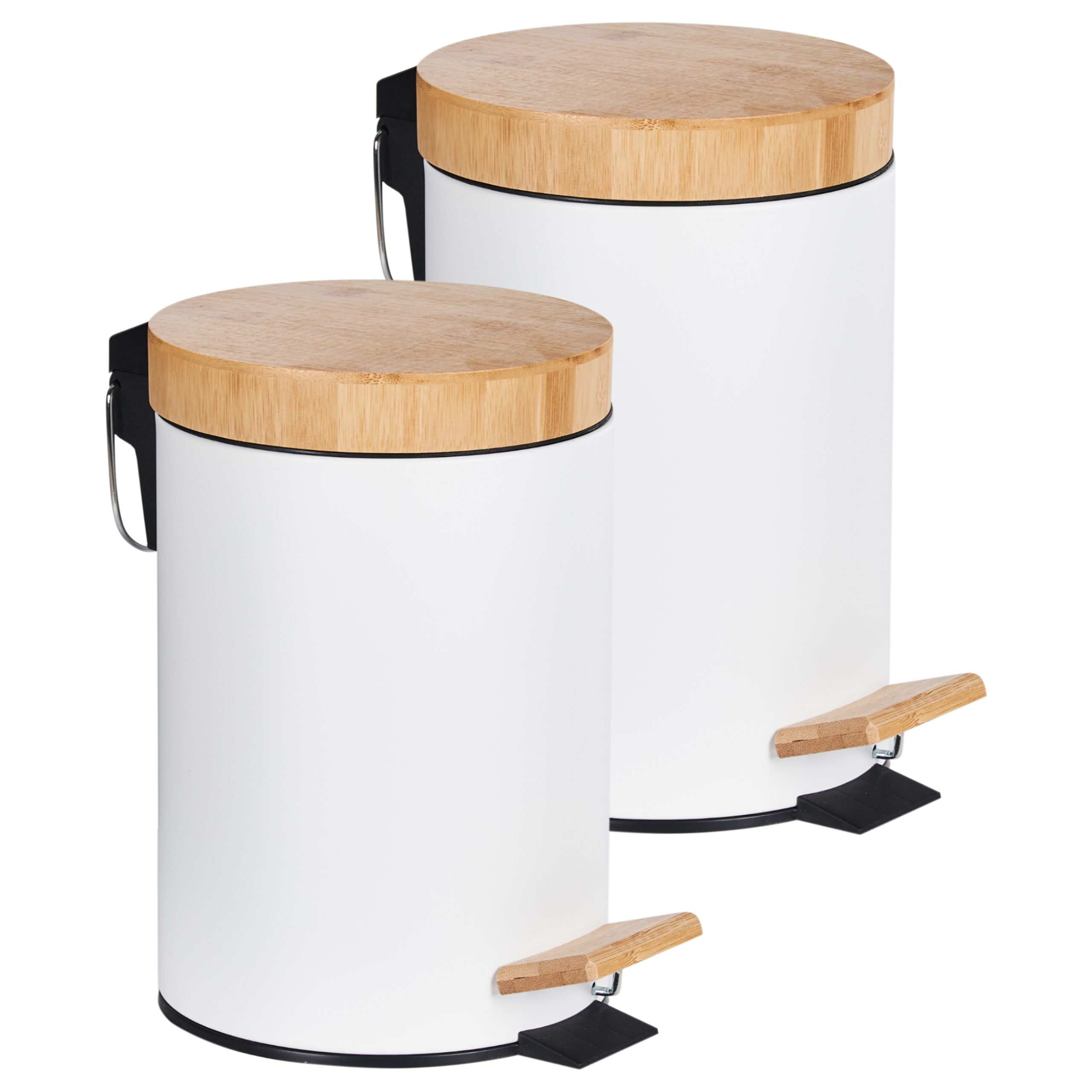 Sæt med 2 affaldsbeholdere med pedal 3 L ECOSMART Metal Hvid
