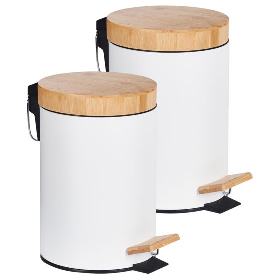 Sæt med 2 affaldsbeholdere med pedal 3 L ECOSMART Metal Hvid