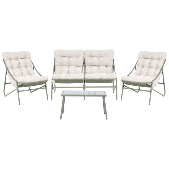 Loungesæt med bord 4 personers MOLVENO Metal Beige/Grøn