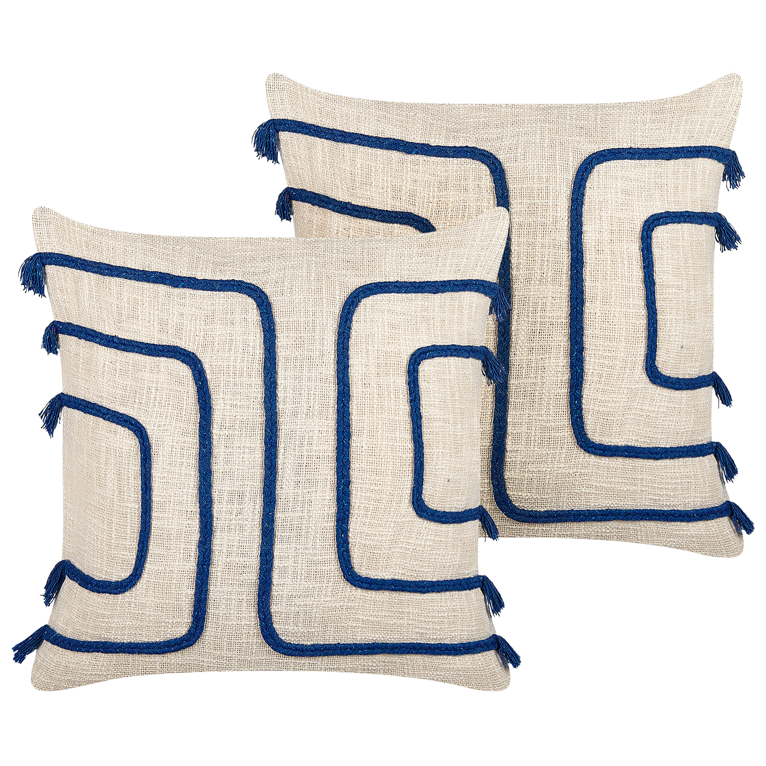 Sæt af 2 pyntepuder PLEIONE 45 x 45 cm Bomuld Navy Blå Geometrisk mønster