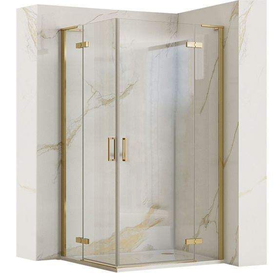 REA brusekabine HUGO DOUBLE 90X100 , Børstet guld, 90x100x200,5cm