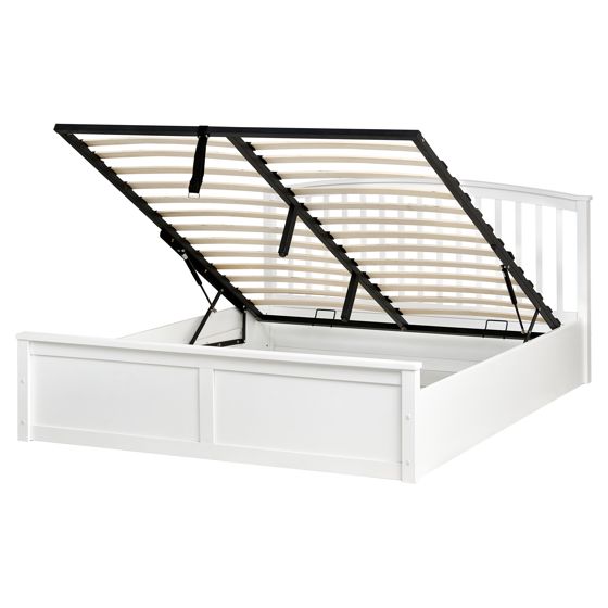 Seng med opbevaring CLARBEC Fyretræ Hvid 160 x 200 cm