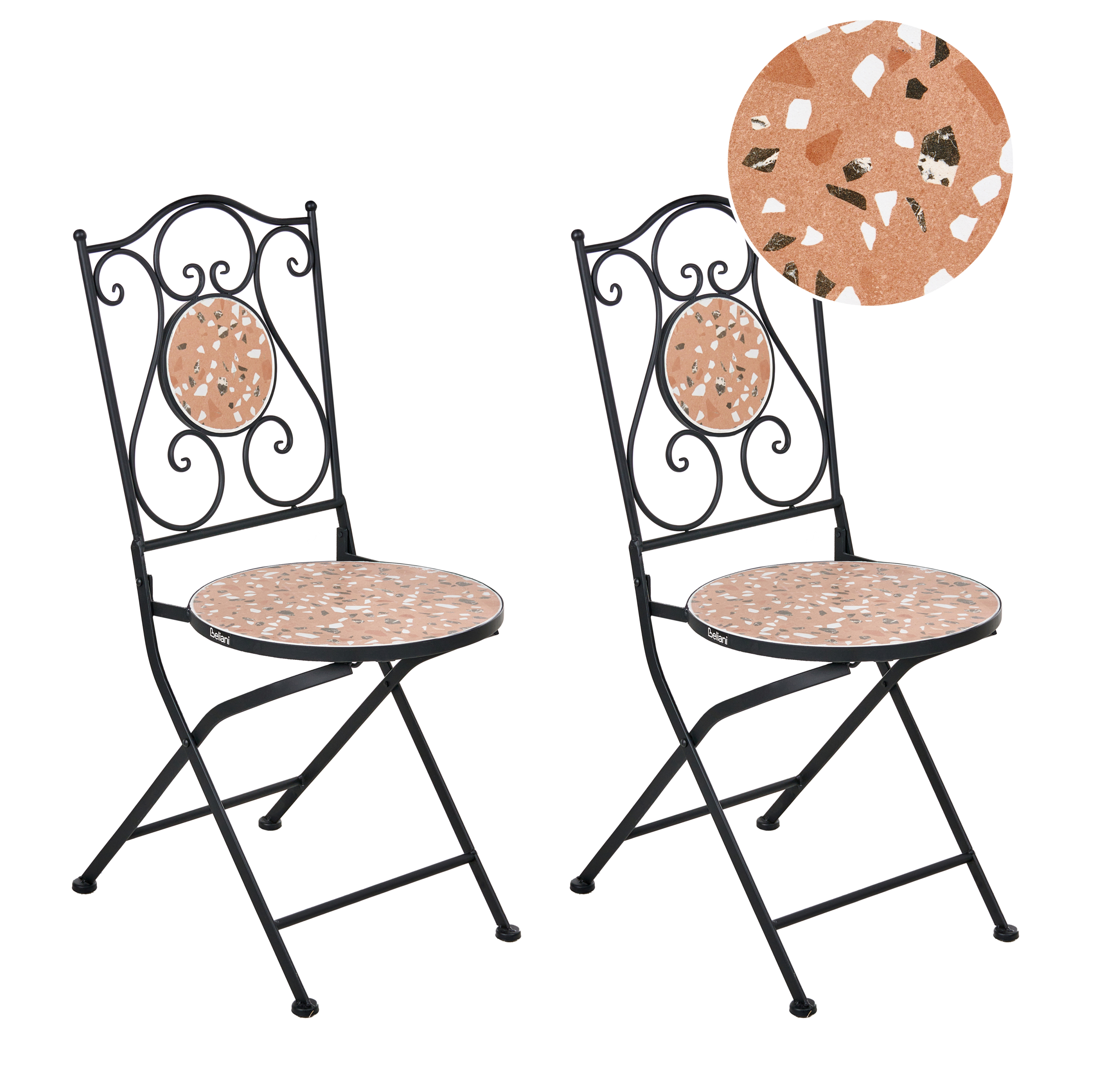 Sæt af 2 havestole ADRANO Foldbar Metal Terrazzo effekt Sort