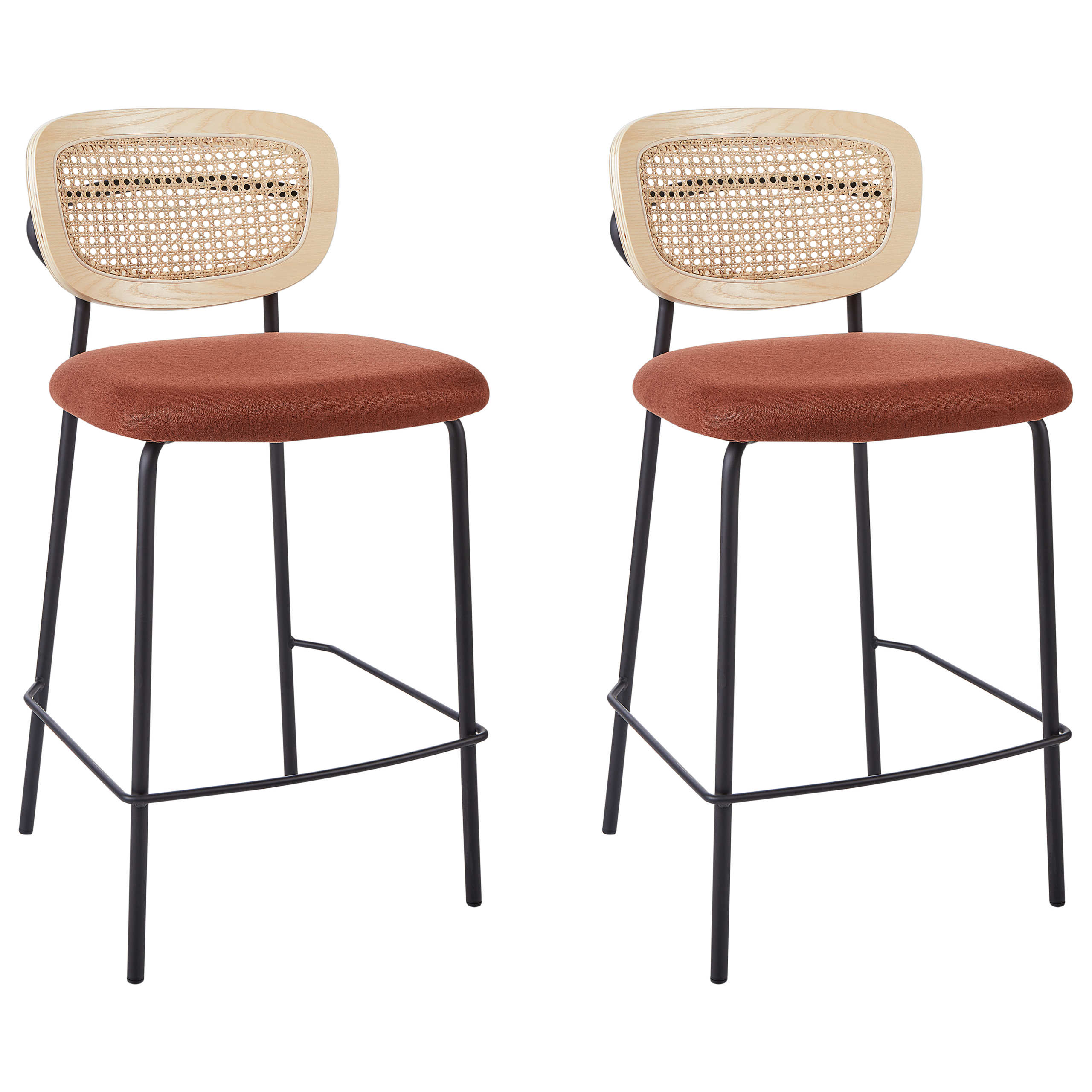 Sæt med 2 barstole MAYETTA Rattan Orange