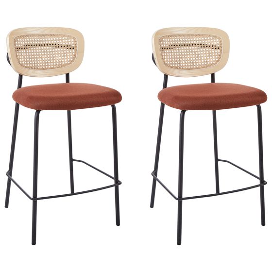 Sæt med 2 barstole MAYETTA Rattan Orange