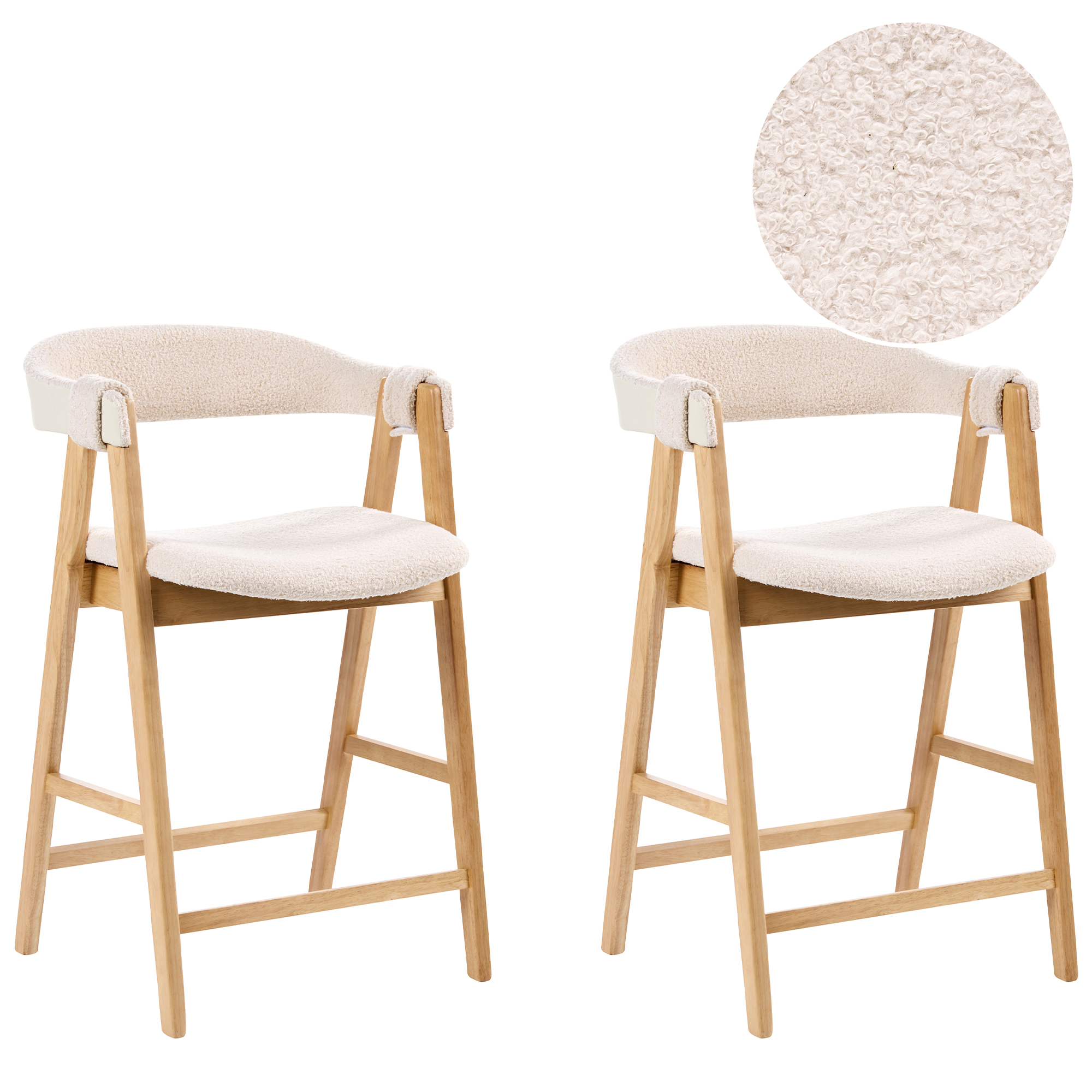 Sæt med 2 barstole DAY Boucle Lysebrun/lys beige