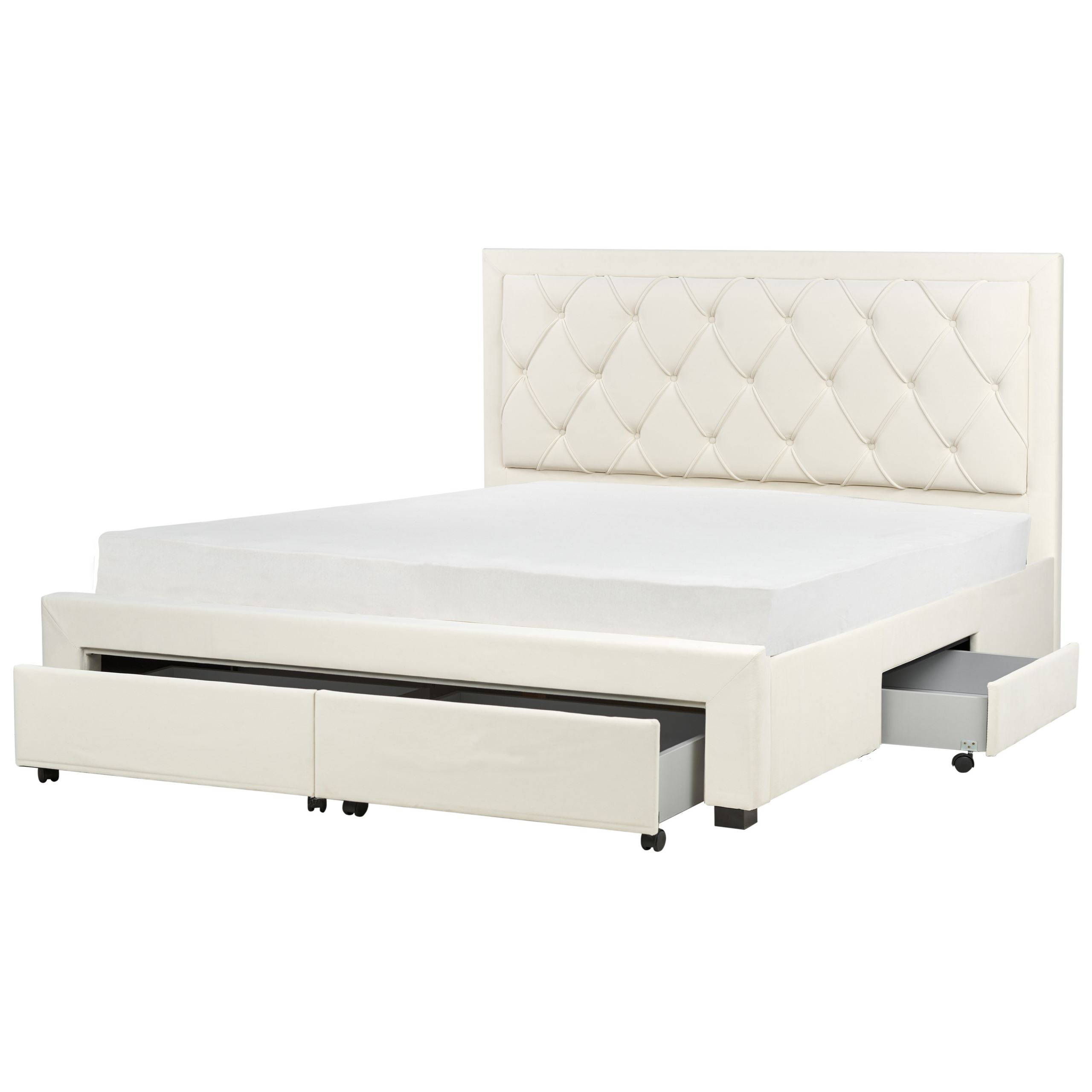 Seng med skuffer til opbevaring LIEVIN Velour Lys Beige 180 x 200 cm