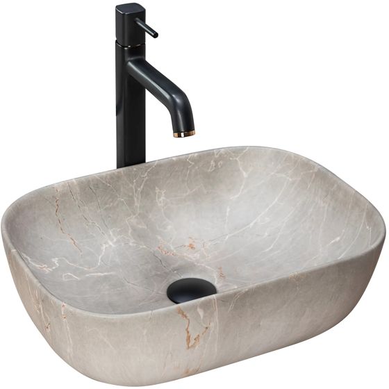 REA bordmonteret håndvask LIVIA Beige, 46,5x33,5x13,5cm