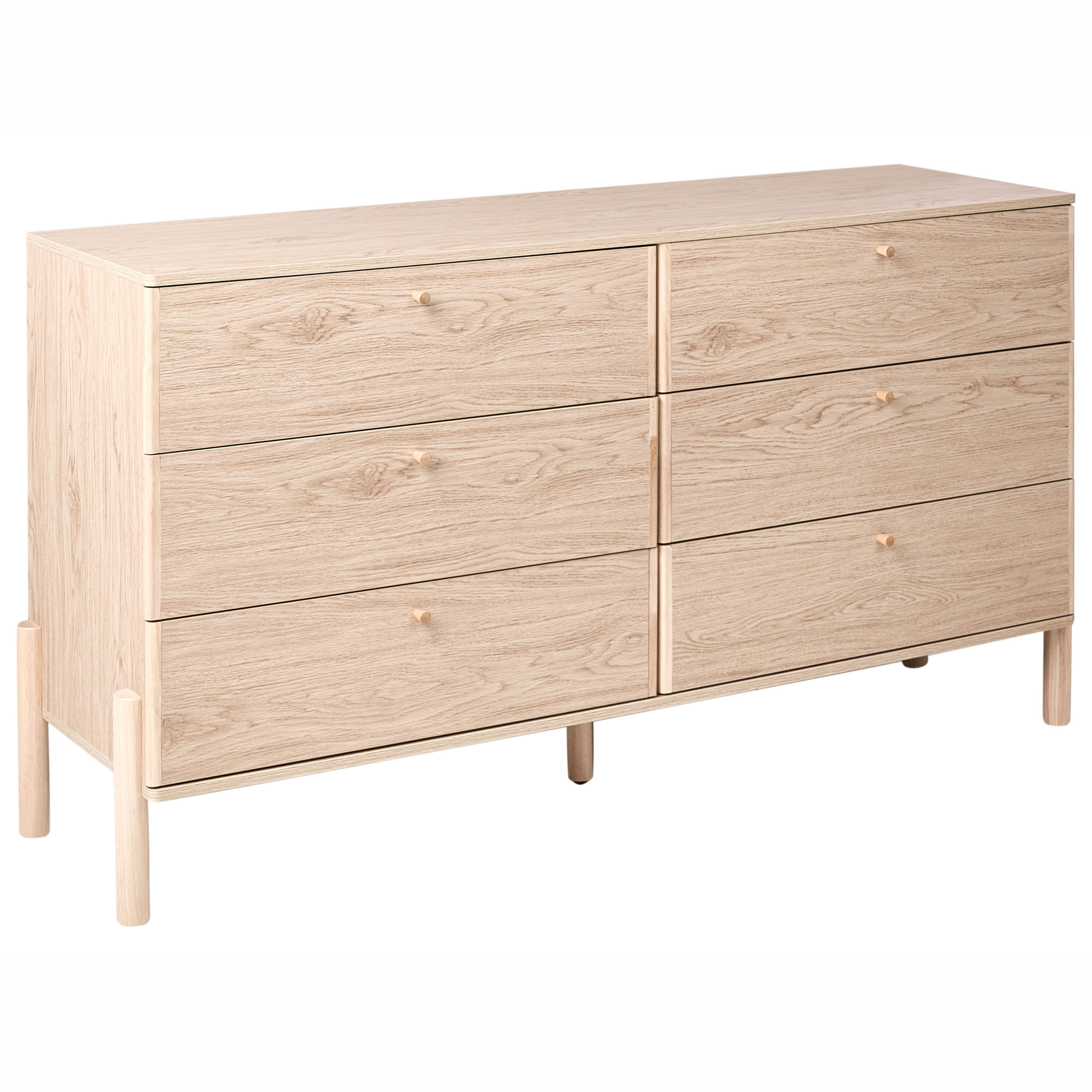 6 skuffers kommode COLLINS Lysebrun