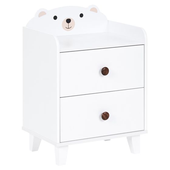 Natbord med 2 skuffer MIMILI 56 cm Hvid