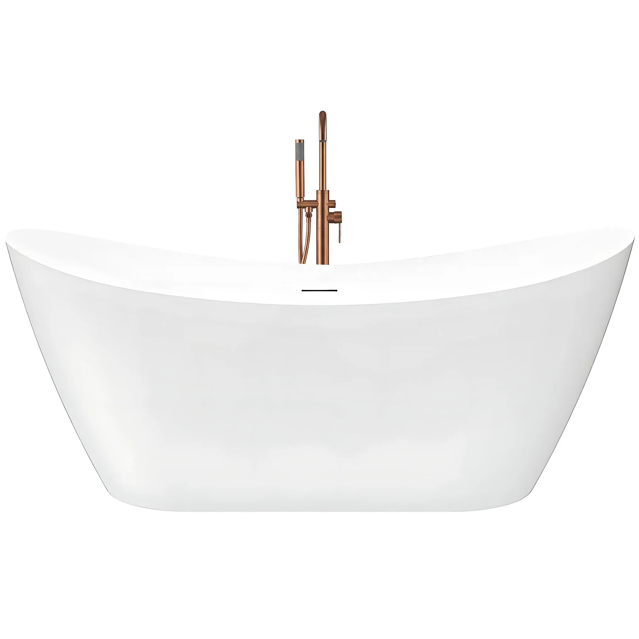 REA fritstående badekar Ferrano Slim 180 med sort badekarprop Hvid, 180x80x74,5cm