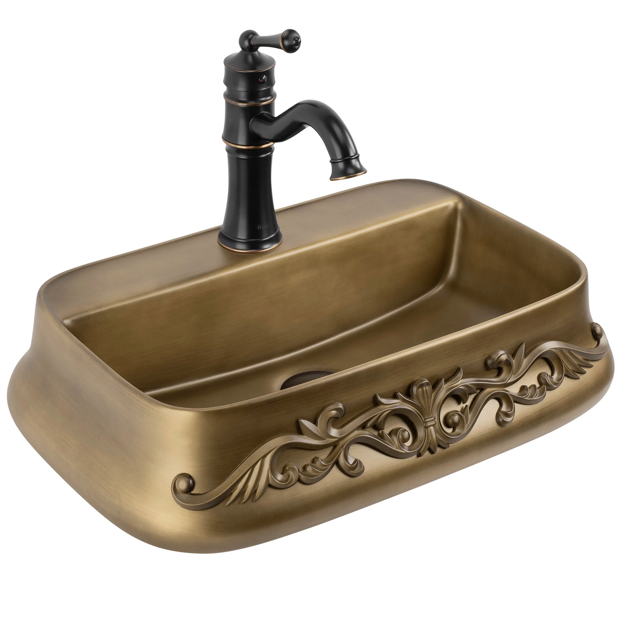 REA bordmonteret håndvask Castel Kobber/Antik bronze, 53x38x14cm
