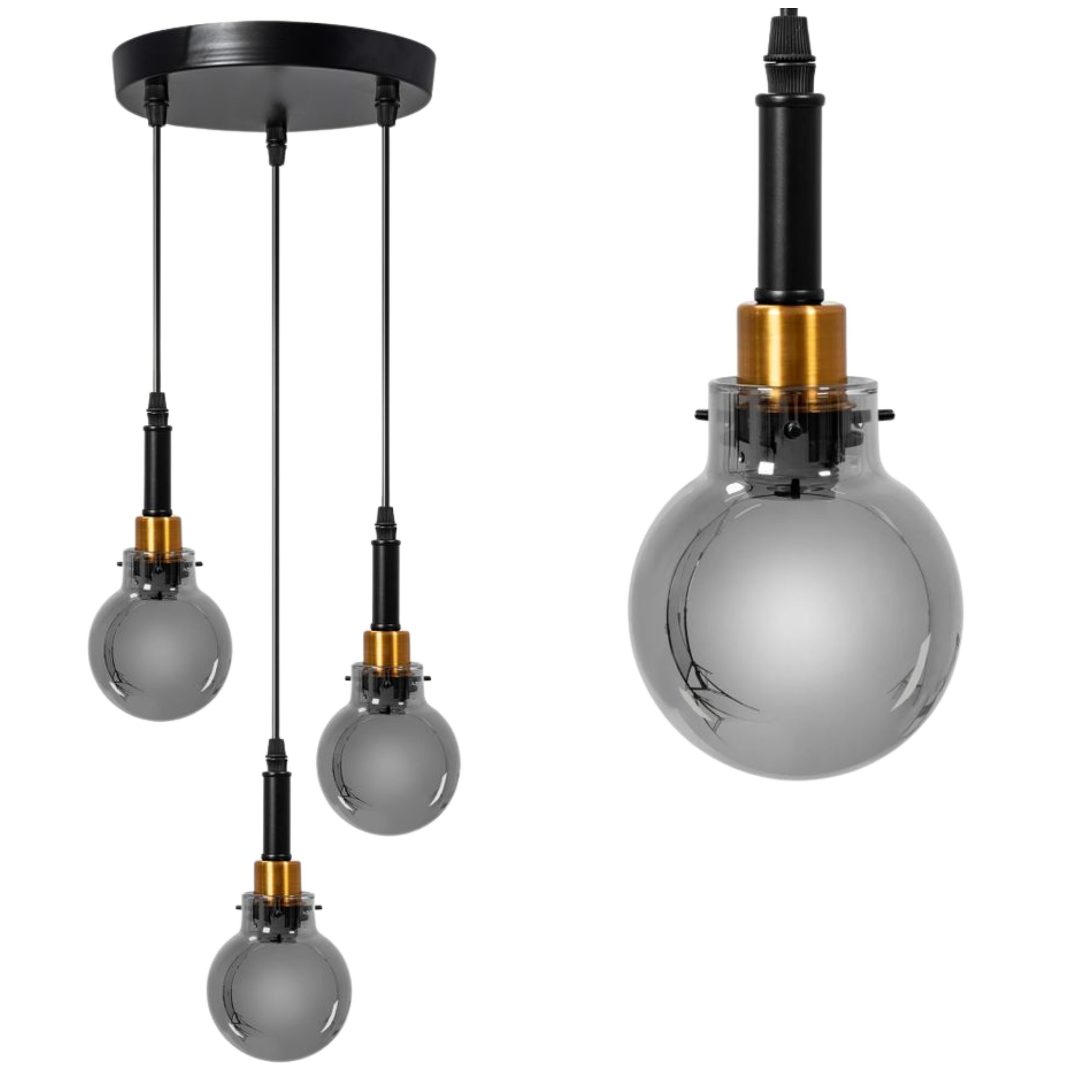TOOLIGHT hængende loftlampe APP1125-3CP Sort/Guld 15x15x15cm