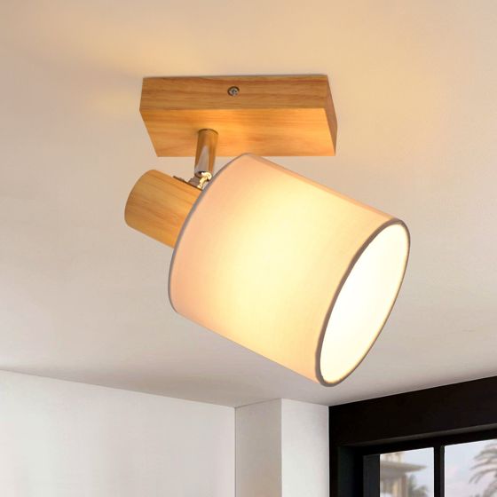 NETTLIFE moderne loftspot i træ til væggen i entreen, 350° drejelig, E14, MAX. 40W, til stue, soveværelse, køkken (pære medfølger ikke)
