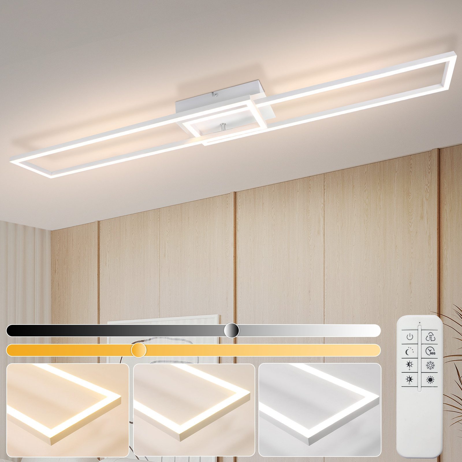 NETTLIFE - loftlampe, til stuen, LED - loftlampe til køkkenet med fjernbetjening, moderne, design, 3000K - 6500K, 36W