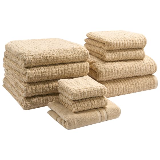 Sæt af 11 håndklæder ATAI Bomuld Beige