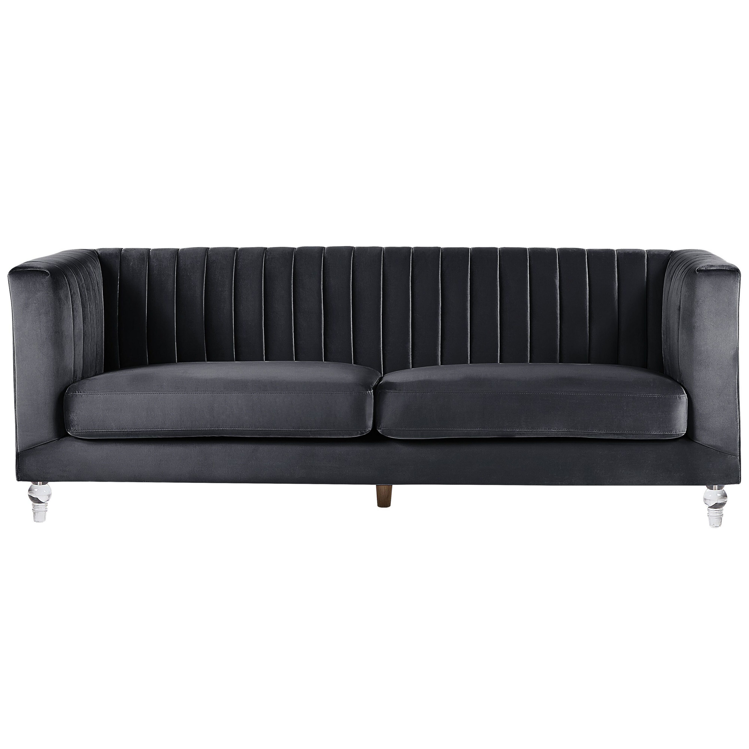 Sofa 3 personers ARVIKA Velour Sort