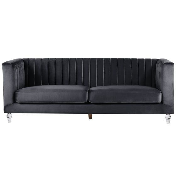 Sofa 3 personers ARVIKA Velour Sort