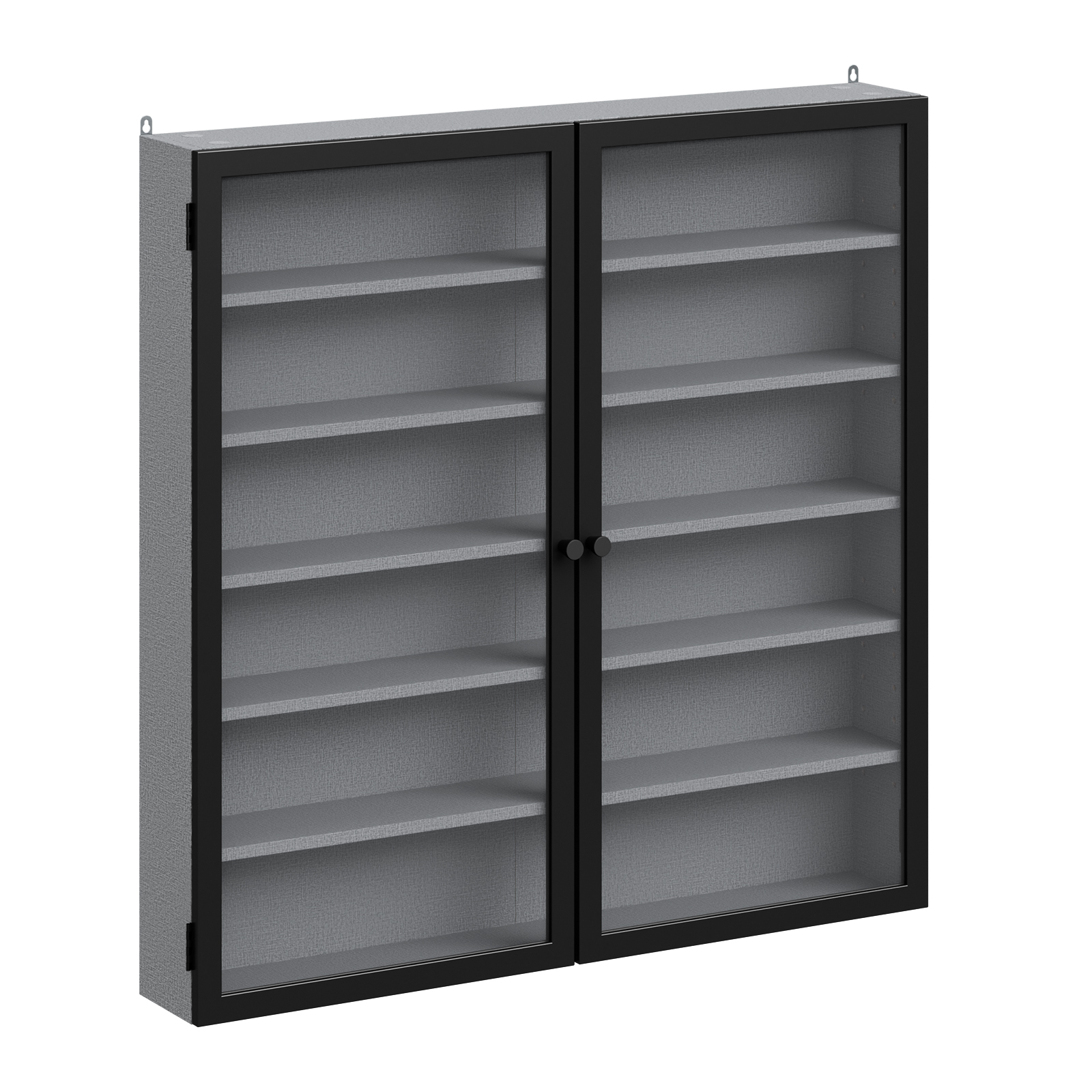 Skab med glasfront og justerbare hylder, Grå, 80.0x40.0x12.2 cm, FSB113-H-DG