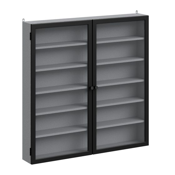 Skab med glasfront og justerbare hylder, Grå, 80.0x40.0x12.2 cm, FSB113-H-DG