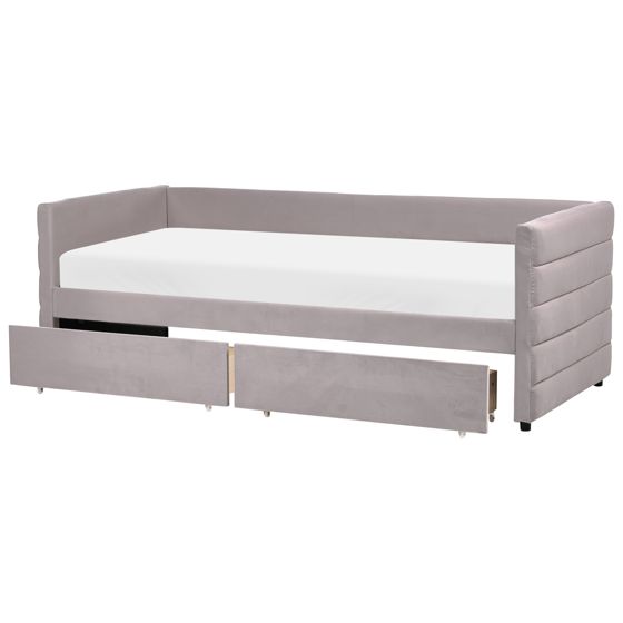 Daybed med opbevaring MARRAY Velour Lysegrå 90 x 200 cm