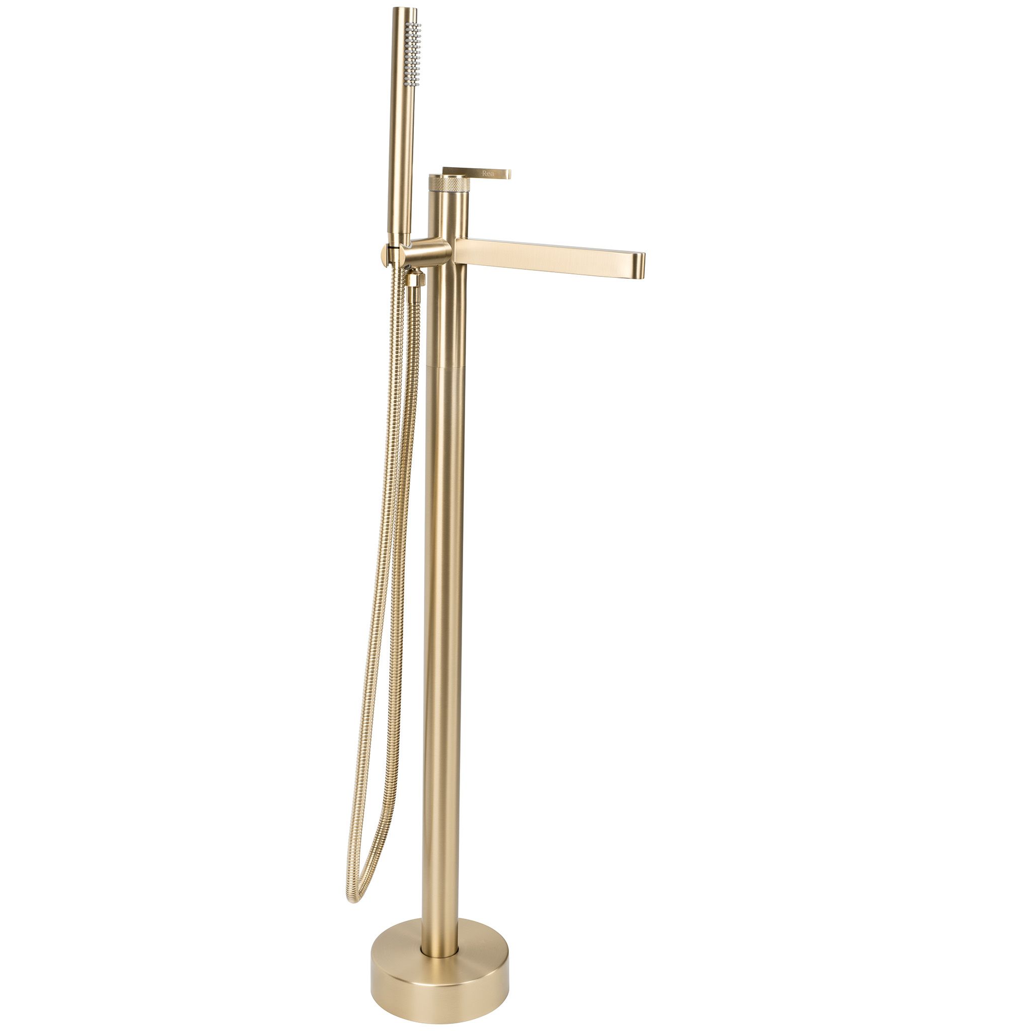 REA gulvstående badekararmatur JS-F7037BG , Børstet guld, 16x24,7x108cm