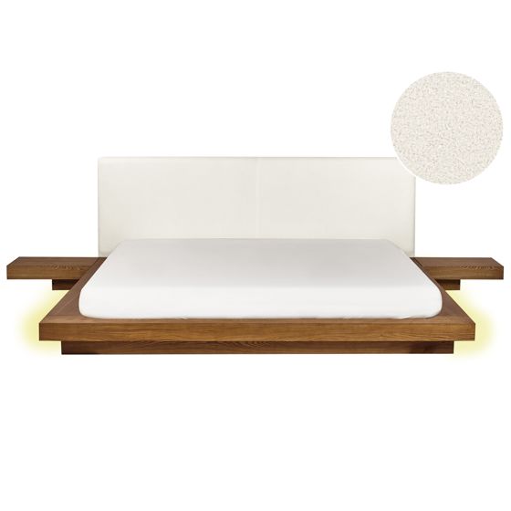 Seng med LED Boucle ZEN 180 x 200 cm LED Naturlig ask